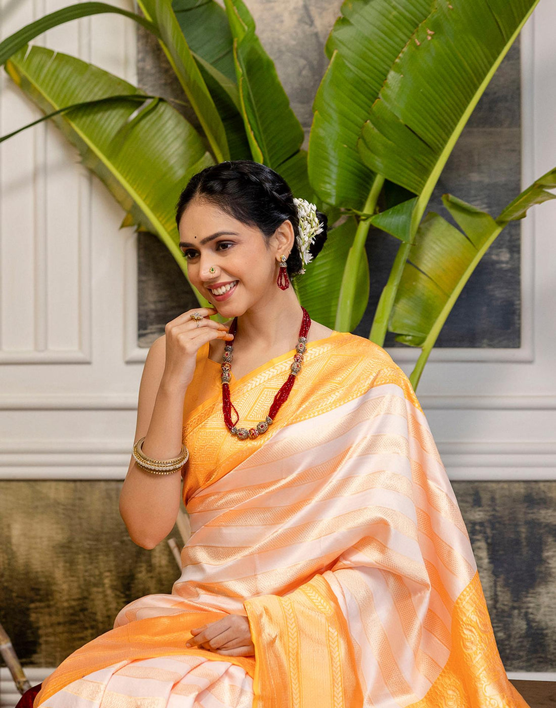 White Silk Woven Kanjivaram Saree