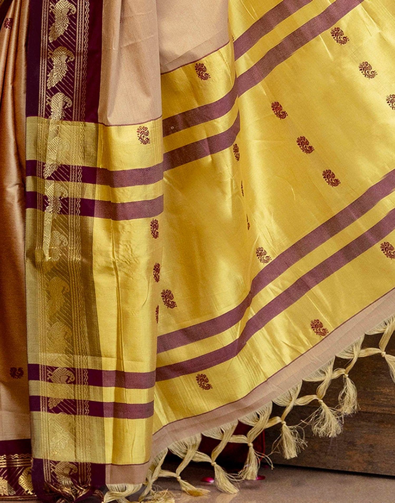 Light Brown Silk Woven Kanjivaram Saree