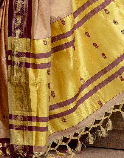 Light Brown Silk Woven Kanjivaram Saree