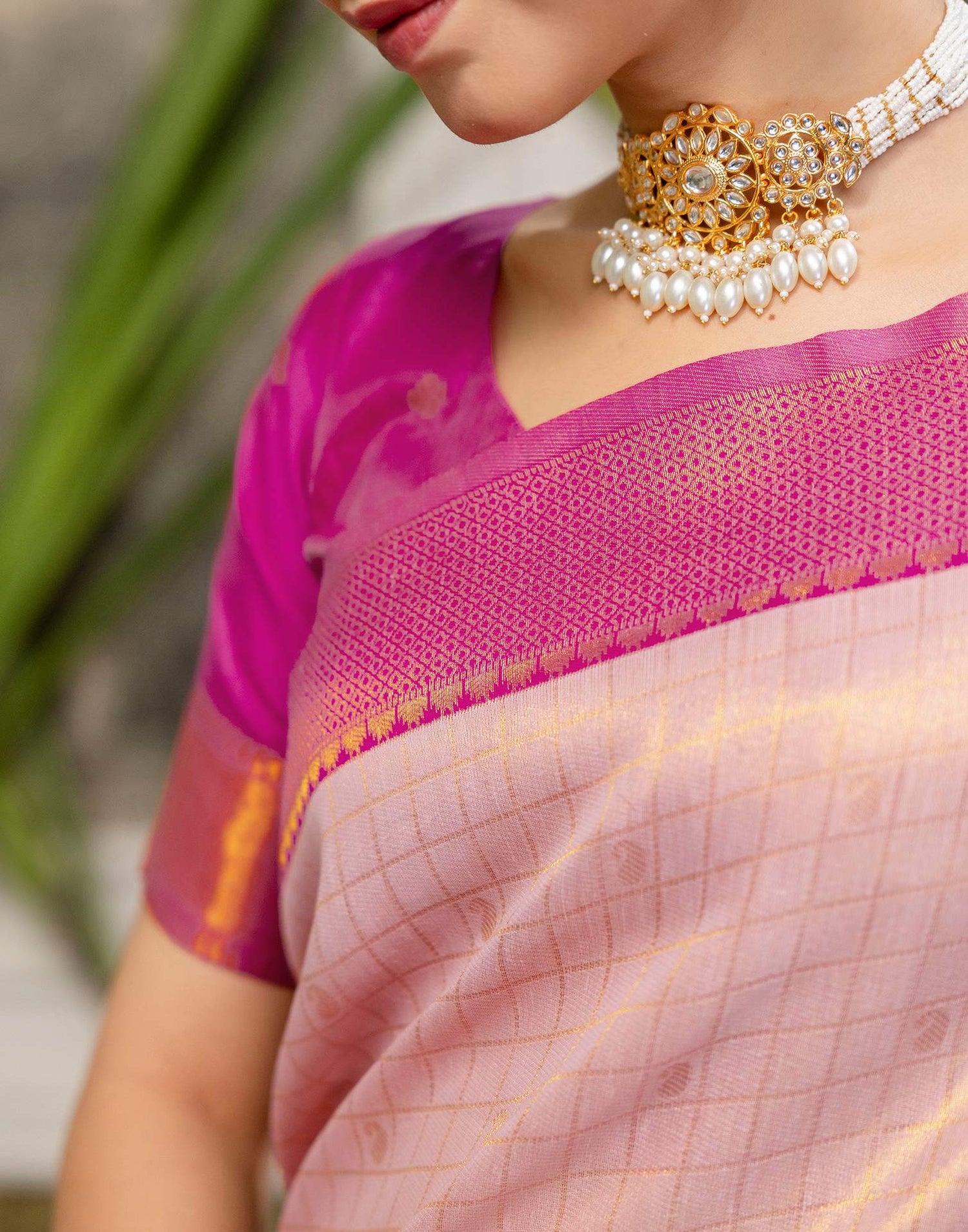 Beige Silk Woven Kanjivaram Saree