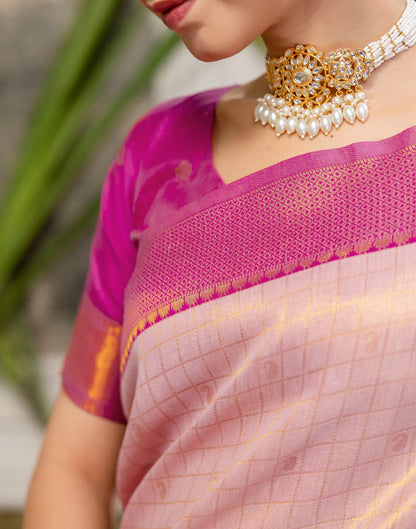 Beige Silk Woven Kanjivaram Saree