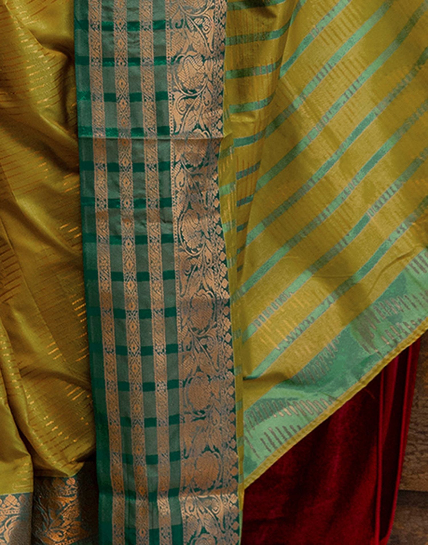 Mustard Yellow Silk Woven Kanjivaram Saree