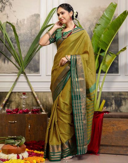 Mustard Yellow Silk Woven Kanjivaram Saree