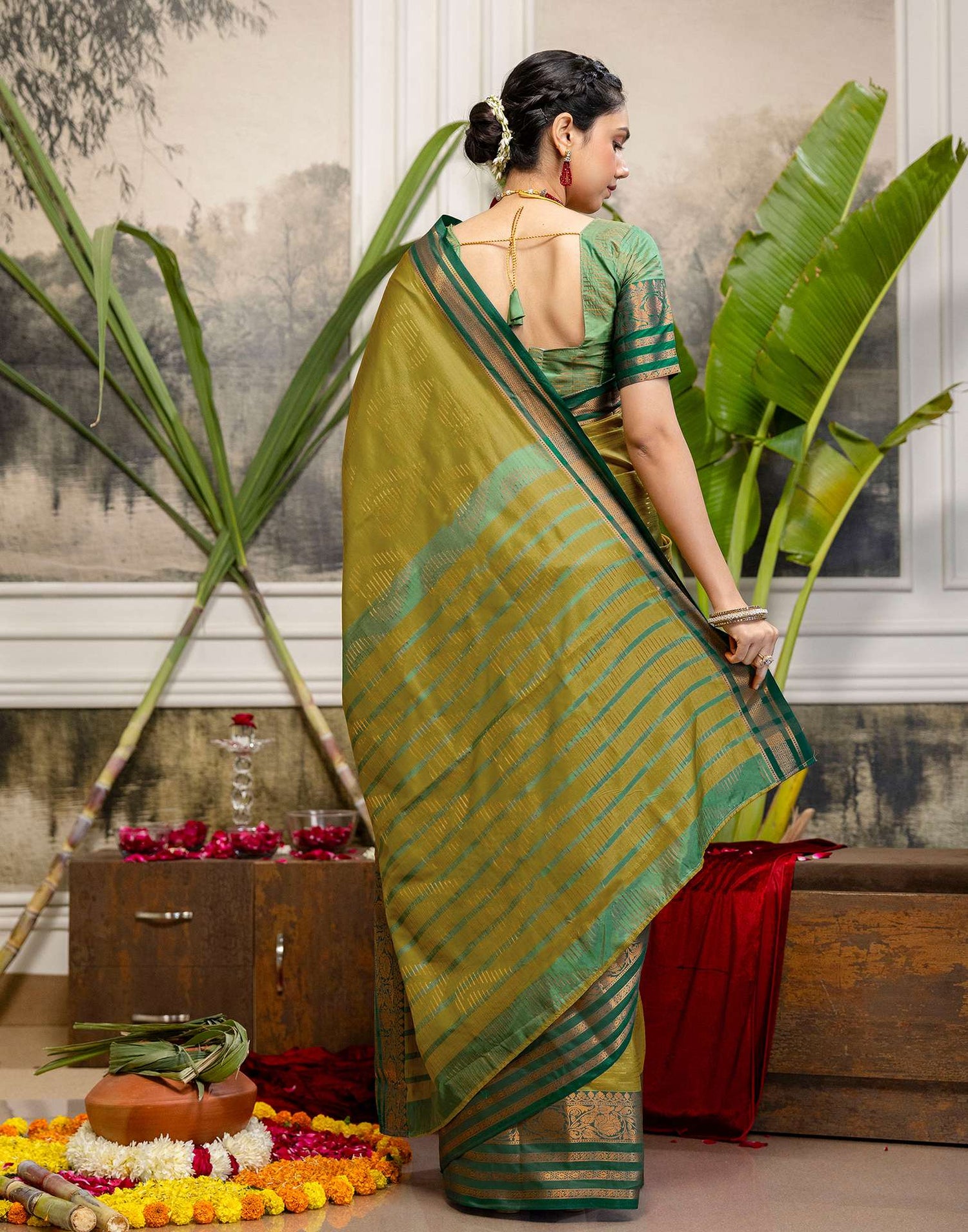 Mustard Yellow Silk Woven Kanjivaram Saree