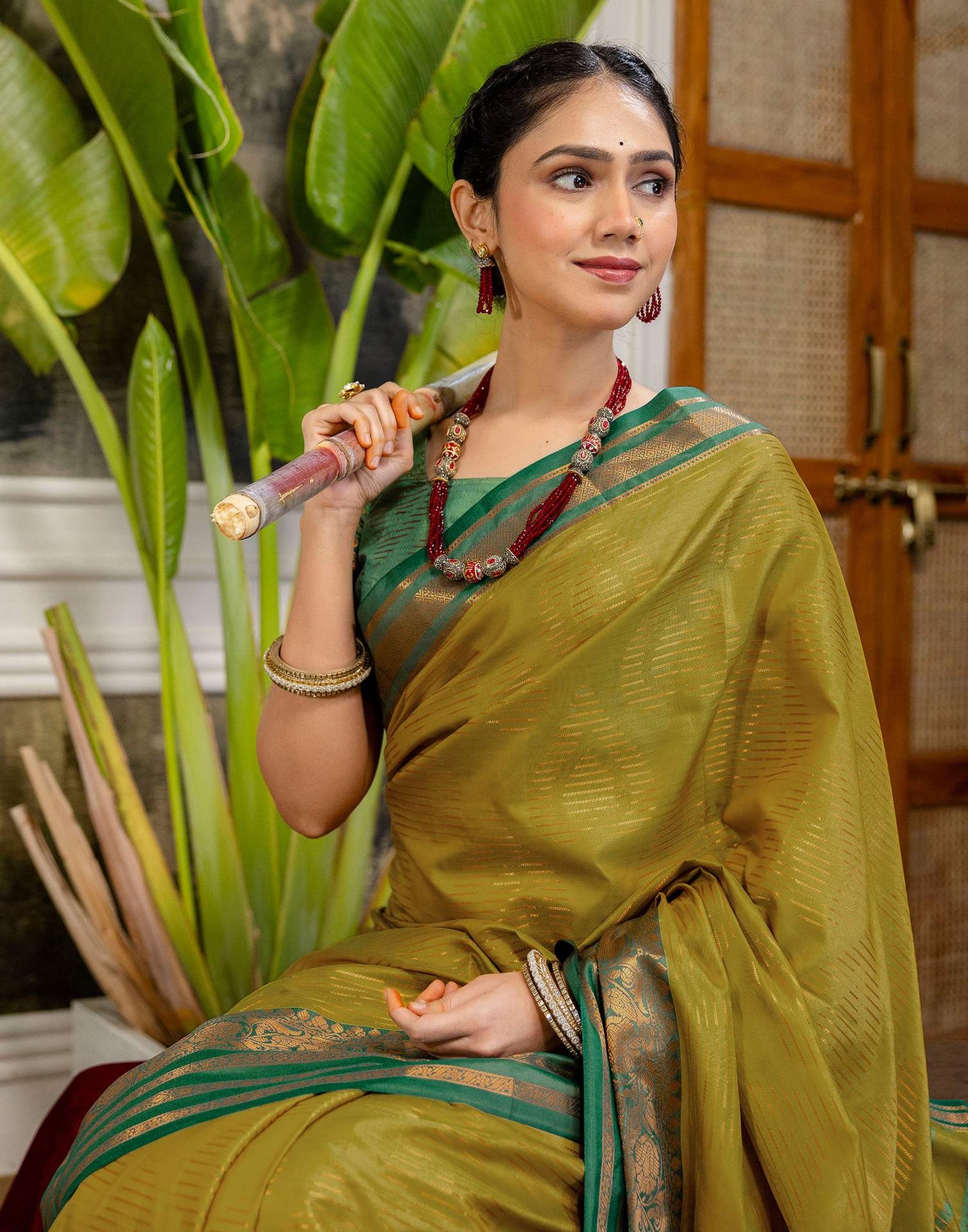 Mustard Yellow Silk Woven Kanjivaram Saree