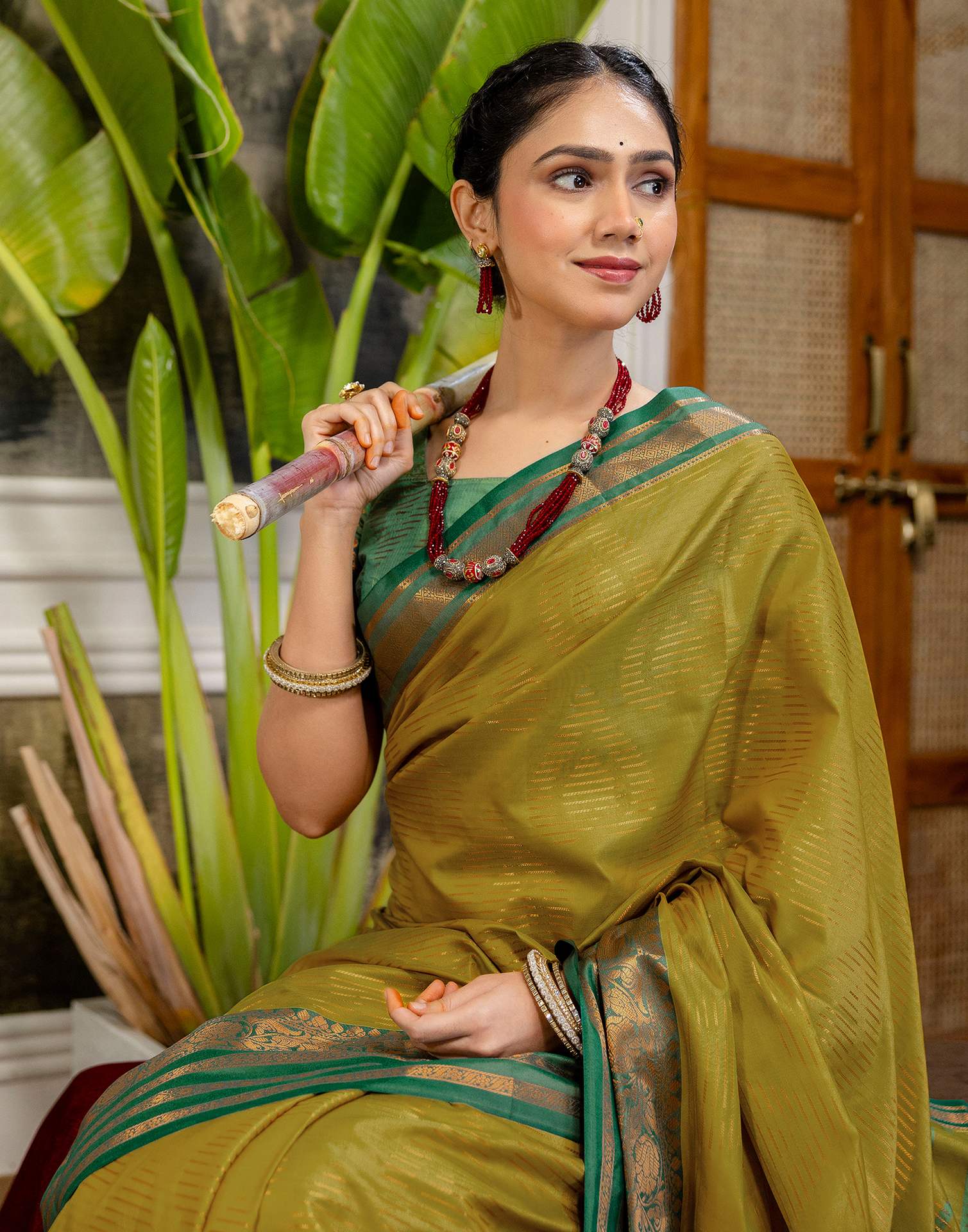 Mustard Yellow Silk Woven Kanjivaram Saree