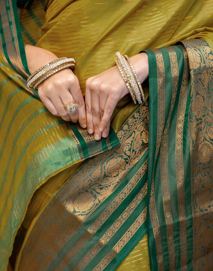 Mustard Yellow Silk Woven Kanjivaram Saree