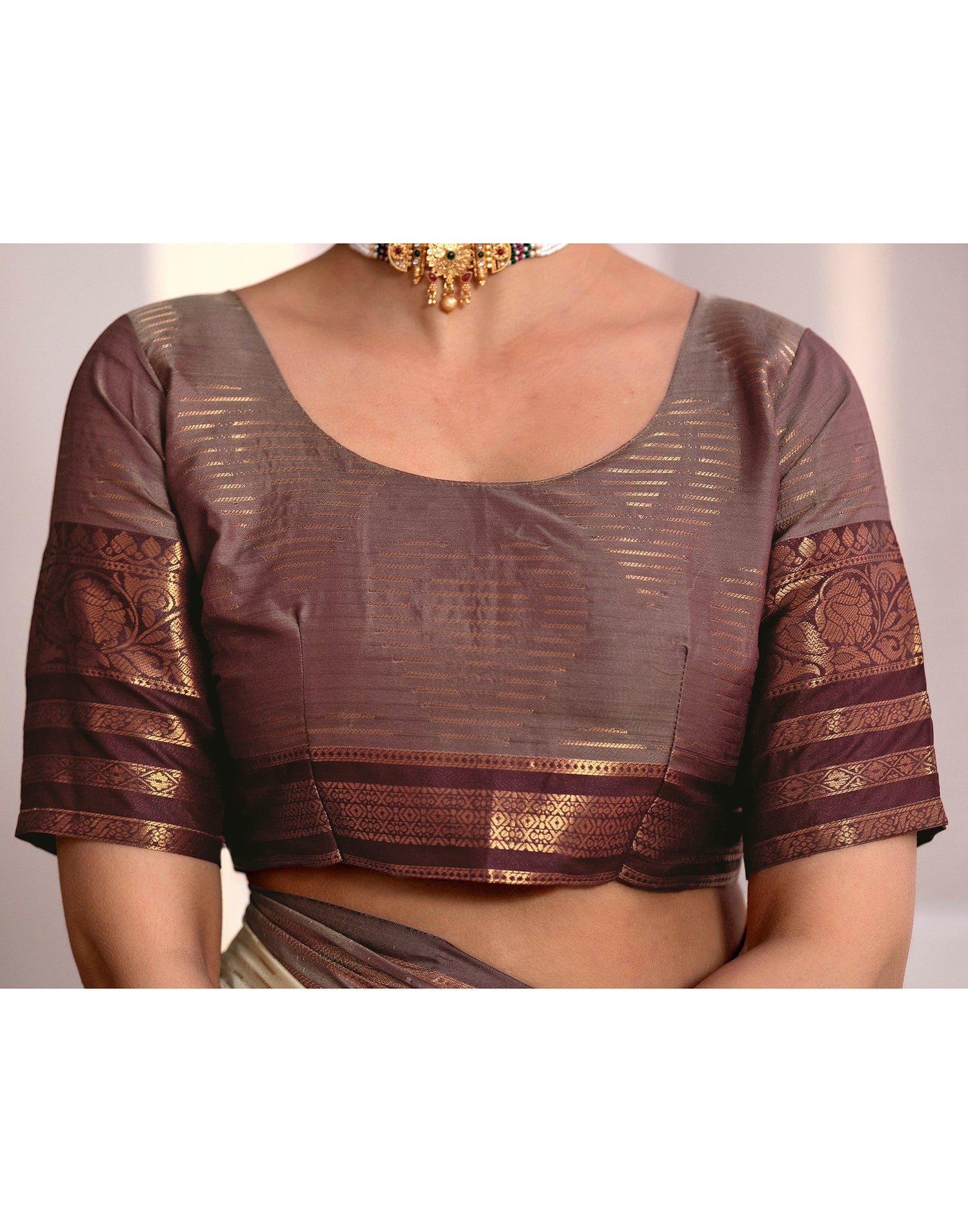 Beige Silk Woven Kanjivaram Saree