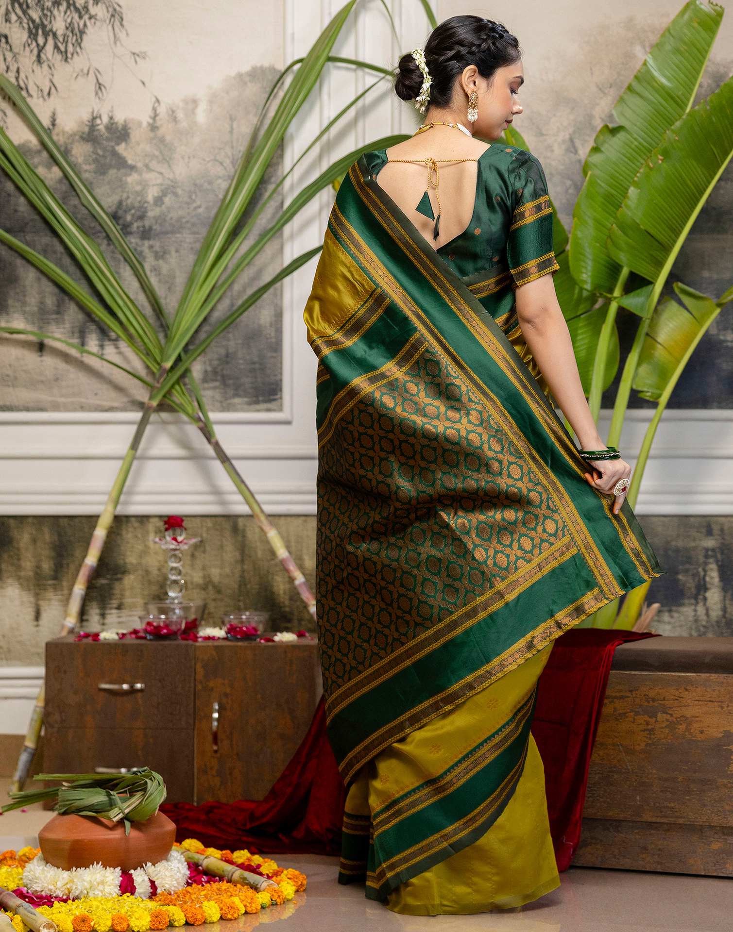 Mustard Yellow Silk Woven Kanjivaram Saree