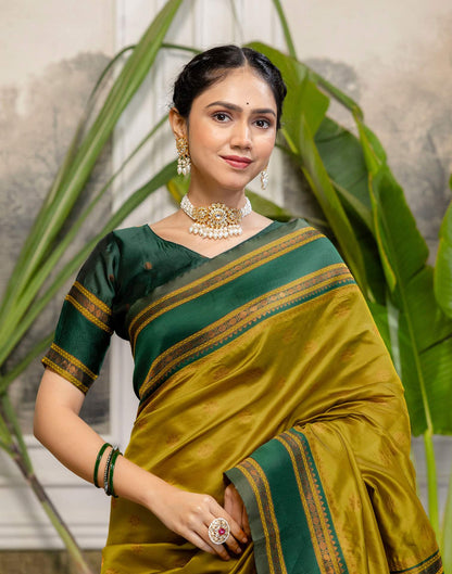 Mustard Yellow Silk Woven Kanjivaram Saree