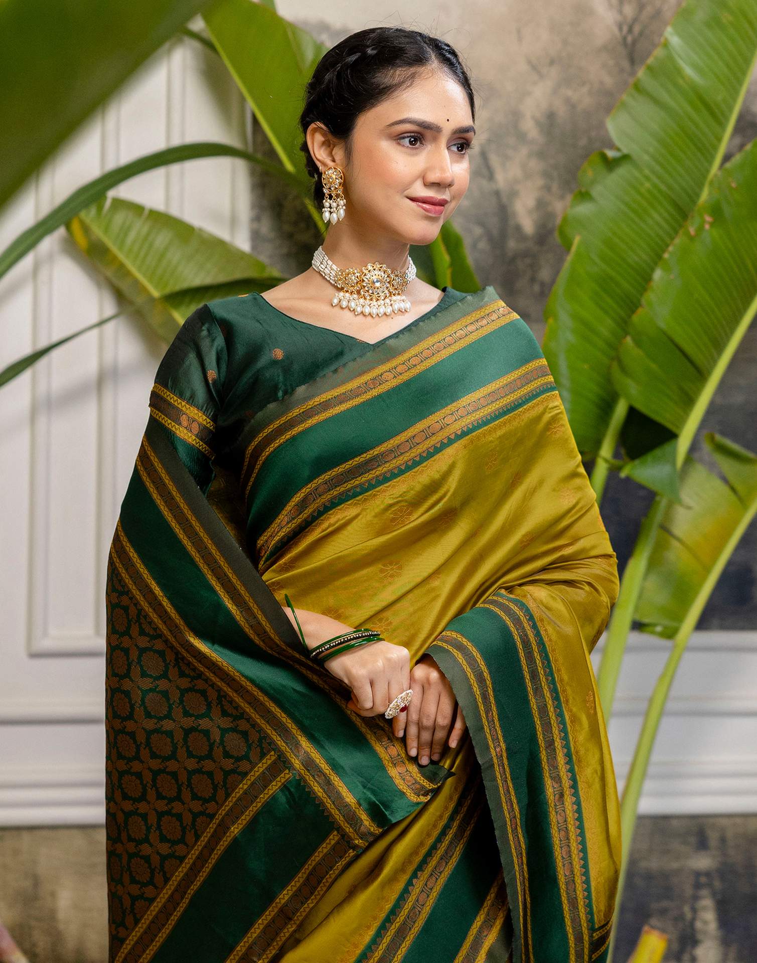 Mustard Yellow Silk Woven Kanjivaram Saree