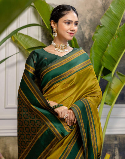Mustard Yellow Silk Woven Kanjivaram Saree