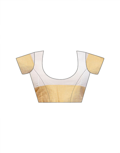 White Cotton Zari Stripe Kanjivaram Saree