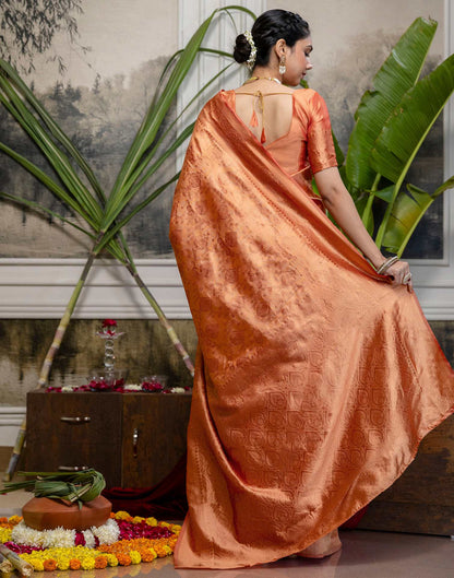 Peach Silk Woven Kanjivaram Saree