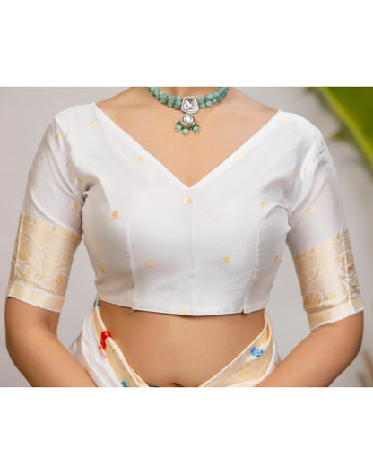 White Silk Woven Banarasi Saree