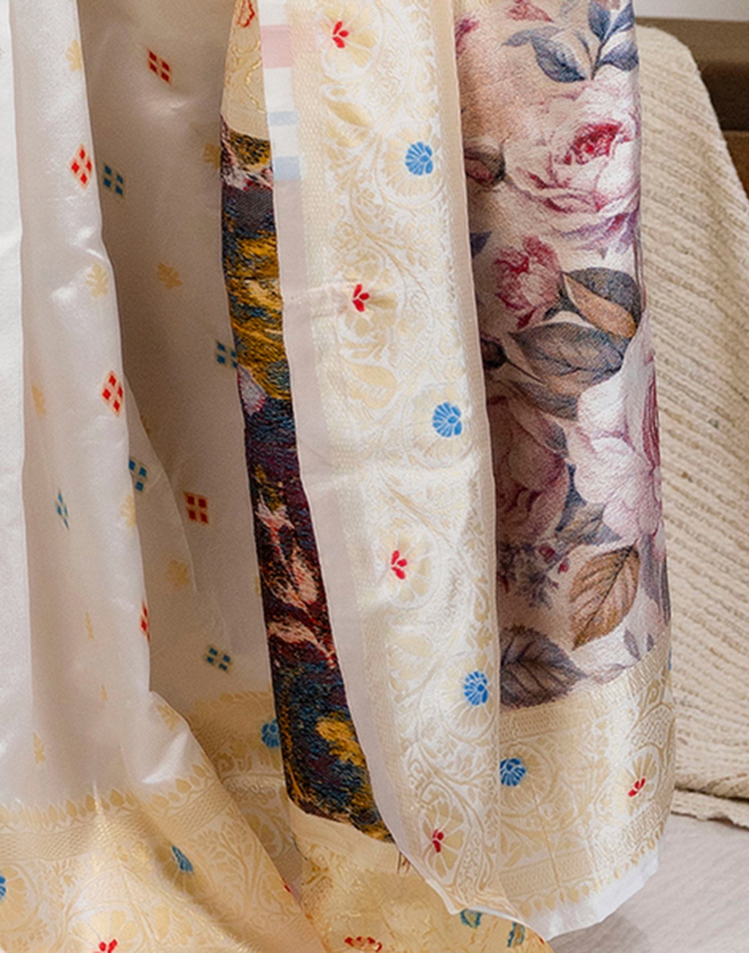 White Silk Woven Banarasi Saree