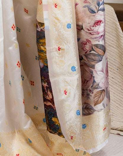 White Silk Woven Banarasi Saree