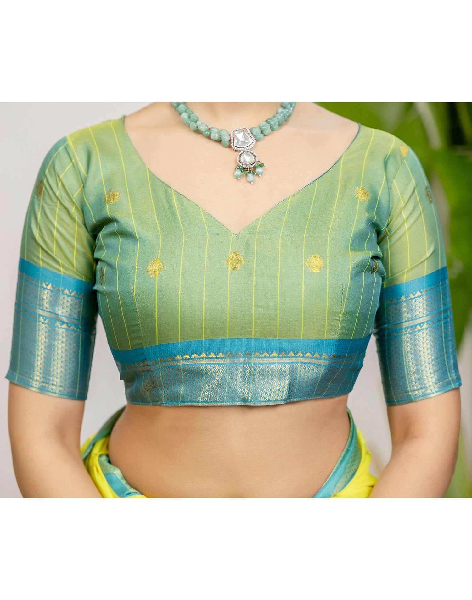 Lime Yellow Silk Woven Kanjivaram Saree