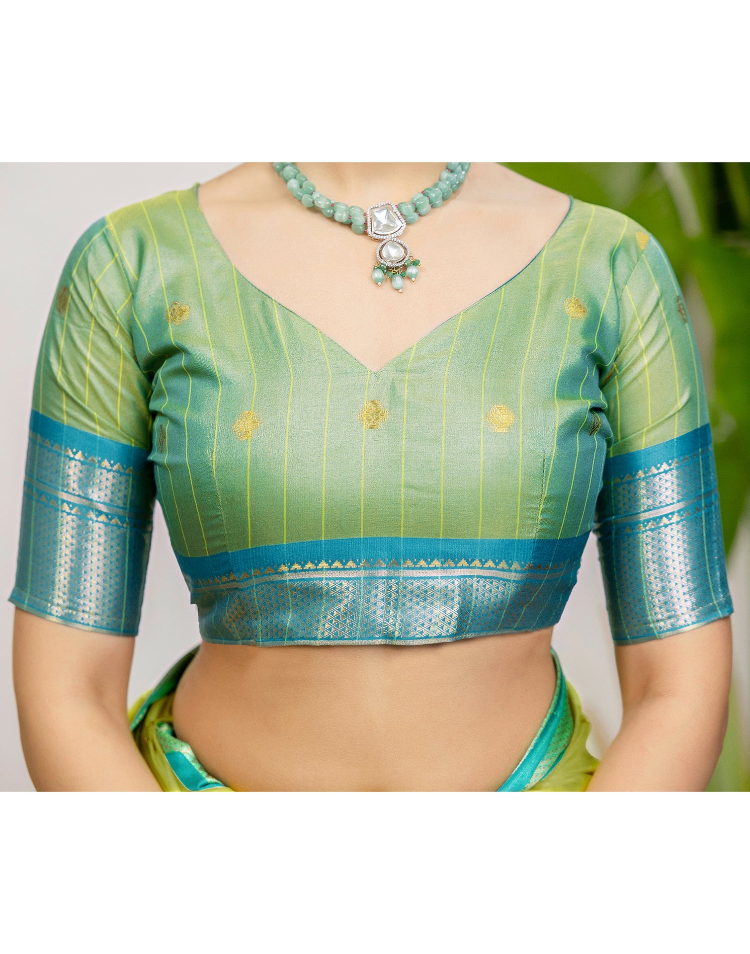 Lime Green Silk Woven Kanjivaram Saree