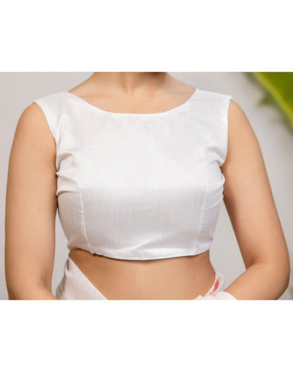 Off White Cotton Floral Printed Saree