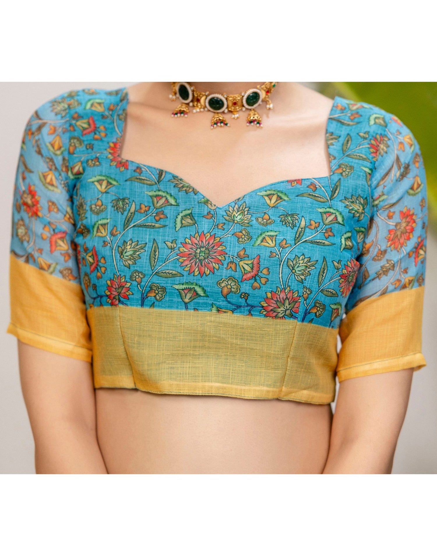 Yellow Cotton Printed Saree