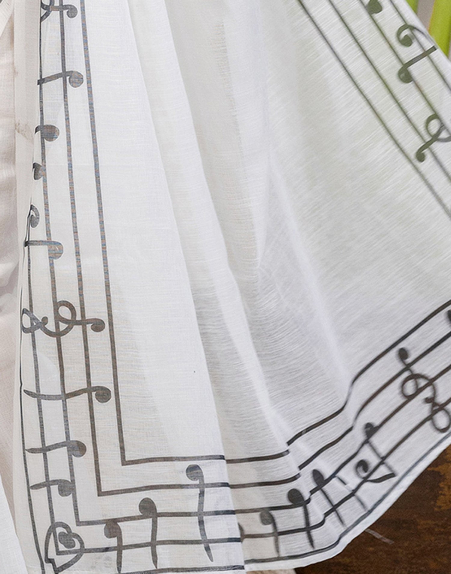 White Cotton Printed Saree