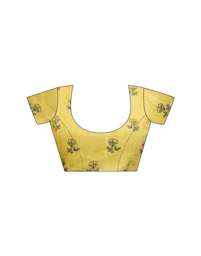 Yellow Cotton Printed Saree