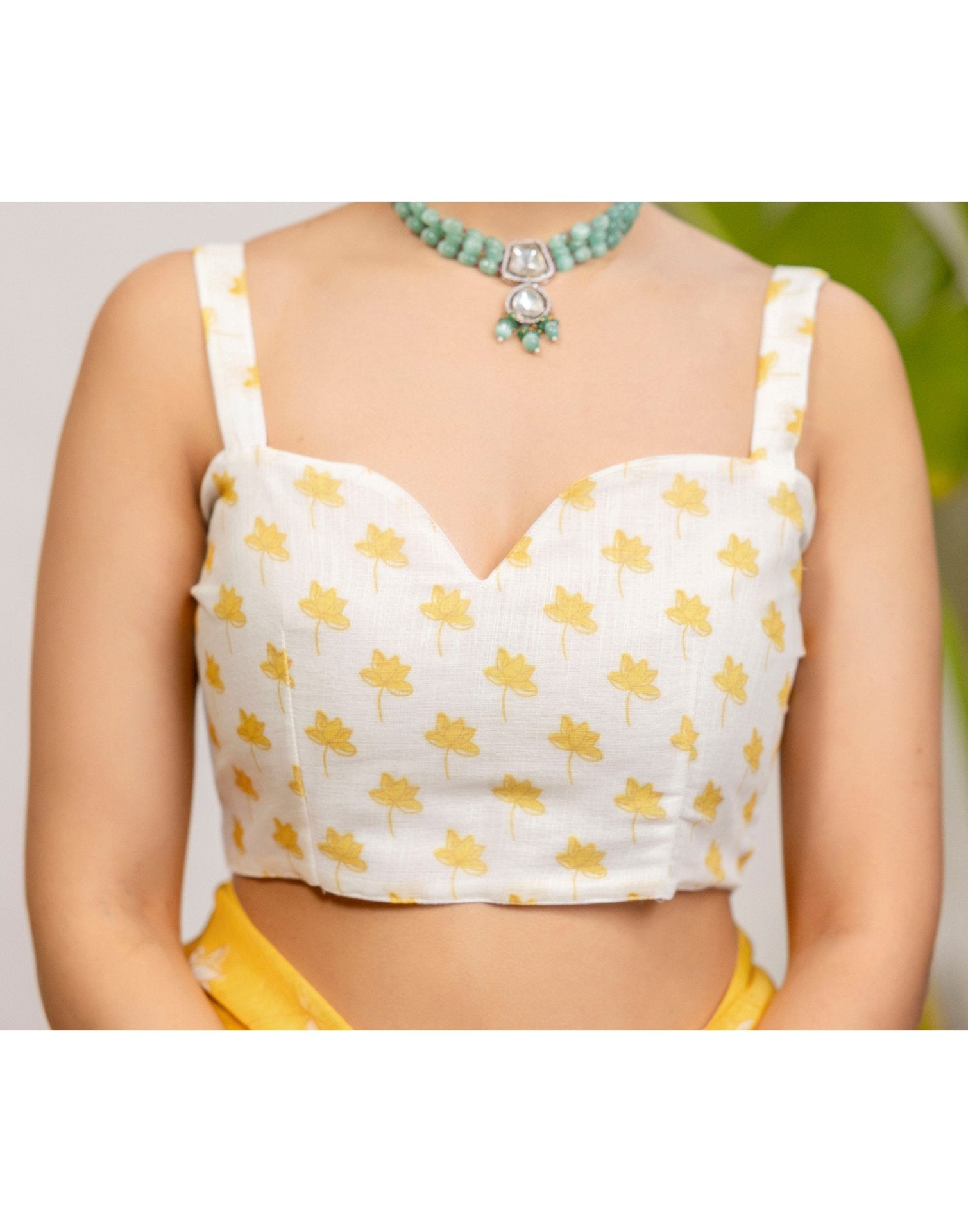 Yellow Cotton Printed Saree