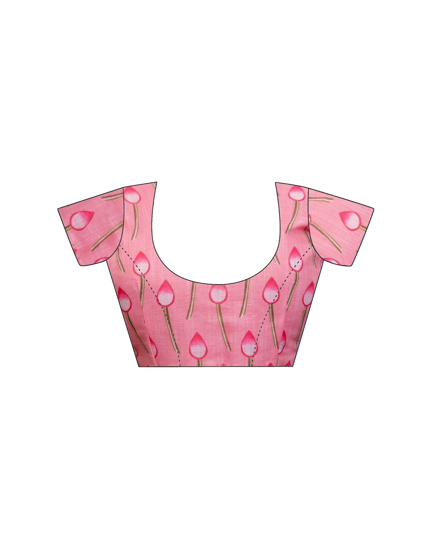 Baby Pink Cotton Floral Printed Saree