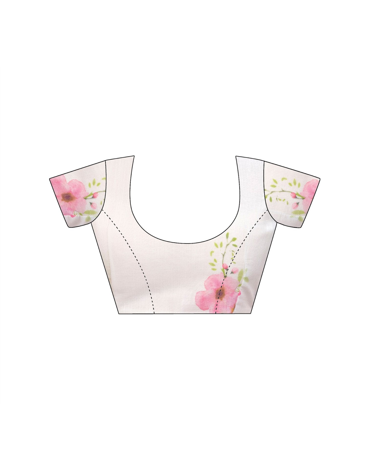 Light Yellow Cotton Printed Saree