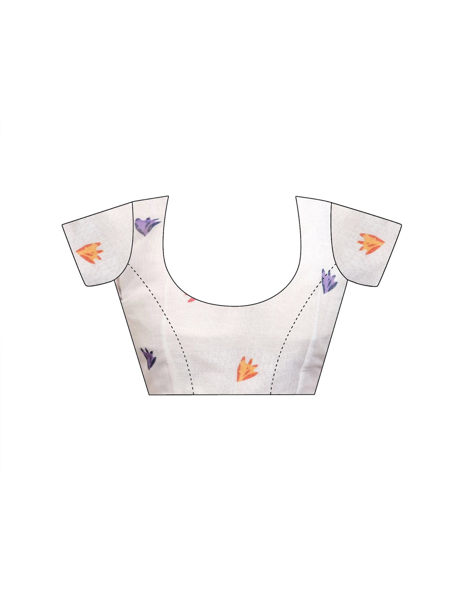 White Cotton Floral Printed Saree