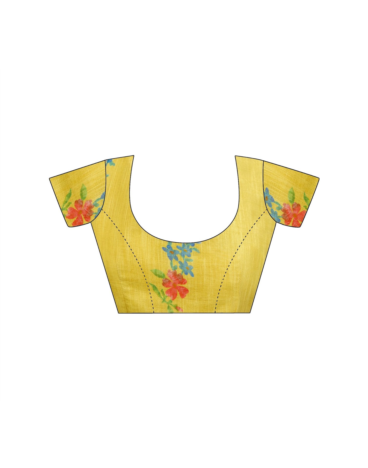 Yellow Cotton Printed Saree