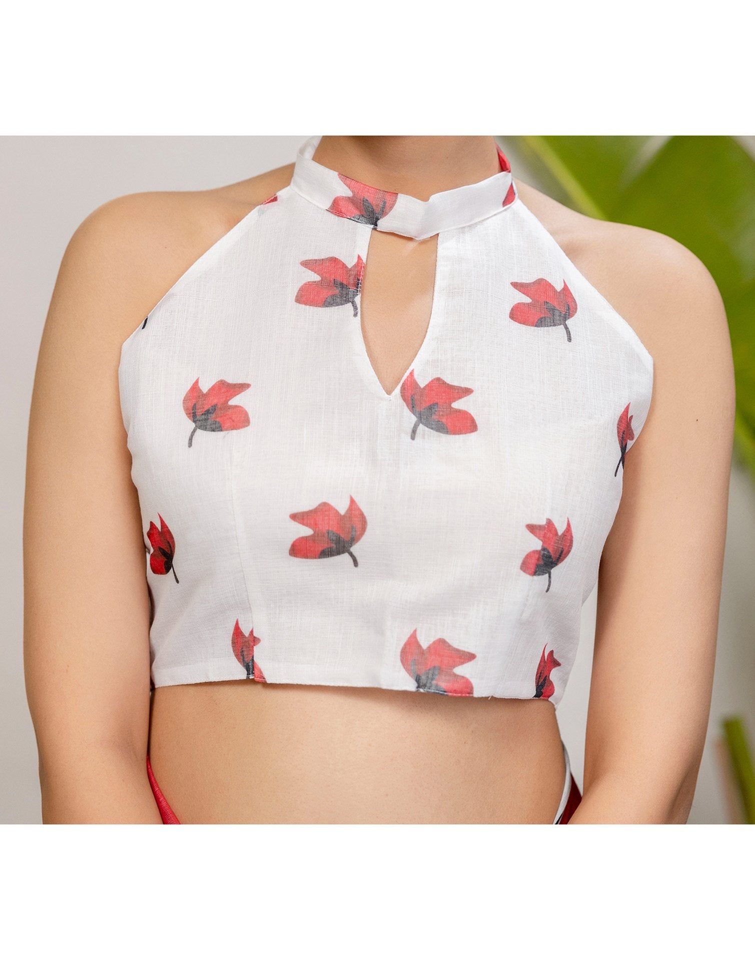 White Cotton Floral Printed Saree