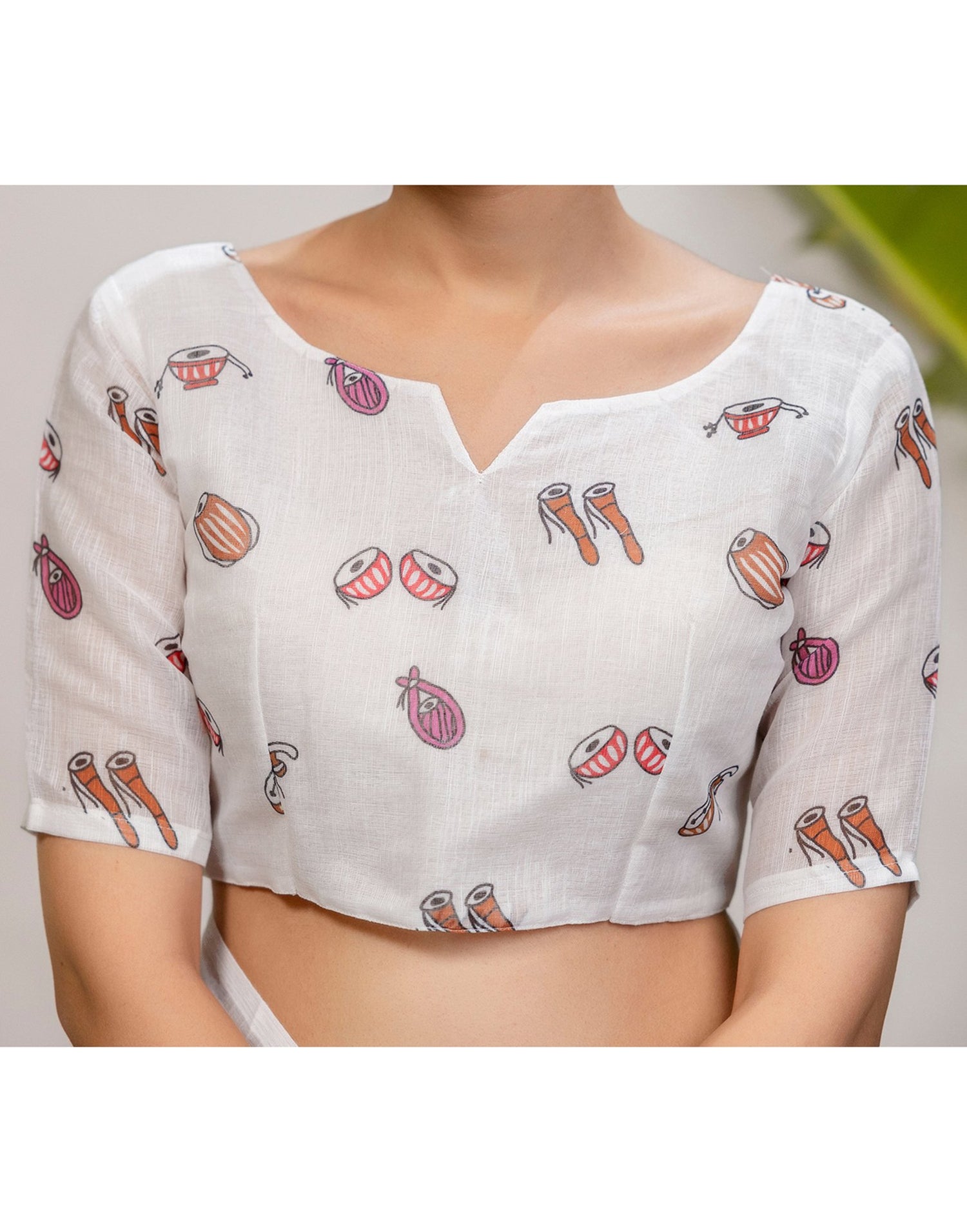 White Cotton Printed Saree