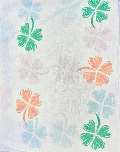 White Linen Printed Saree