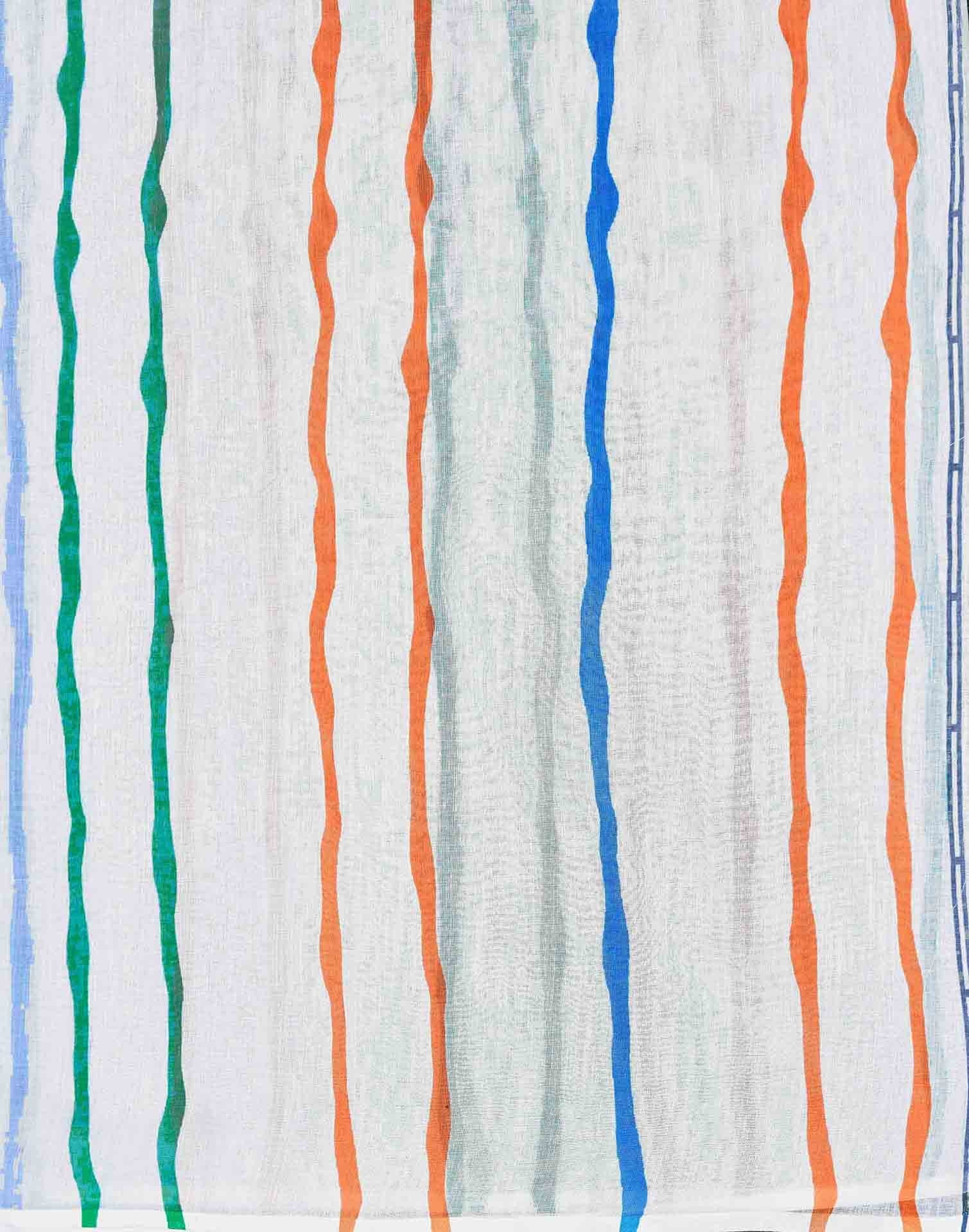 White Linen Printed Saree