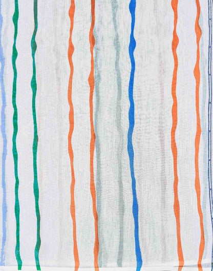 White Linen Printed Saree