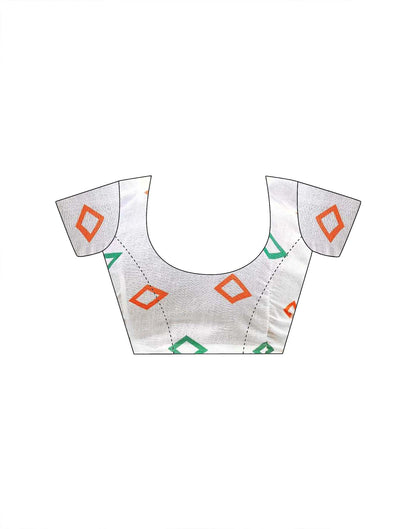 White Linen Printed Saree