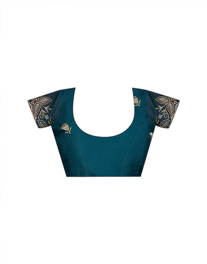 Dusty Teal Blue Shimmer Sequence  Embroidery Saree