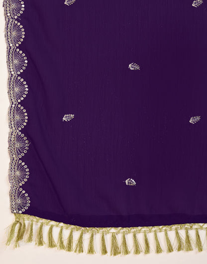 Purple Chiffon Sequence  Embroidery Saree