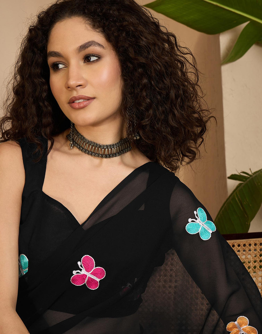 Black Georgette Embroidery saree