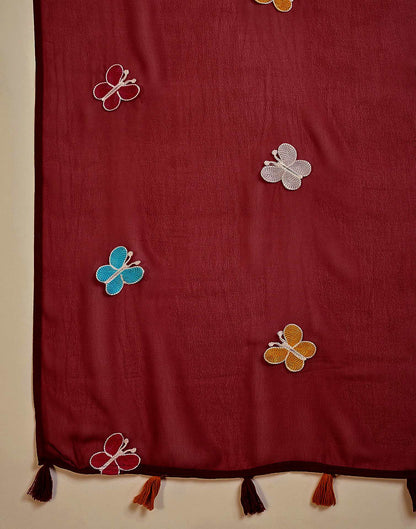 Maroon Georgette Embroidery saree