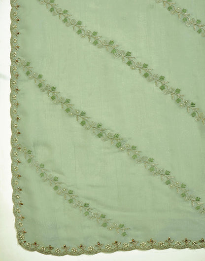 Pista Green Shimmer Chiffon Sequence Embroidery saree