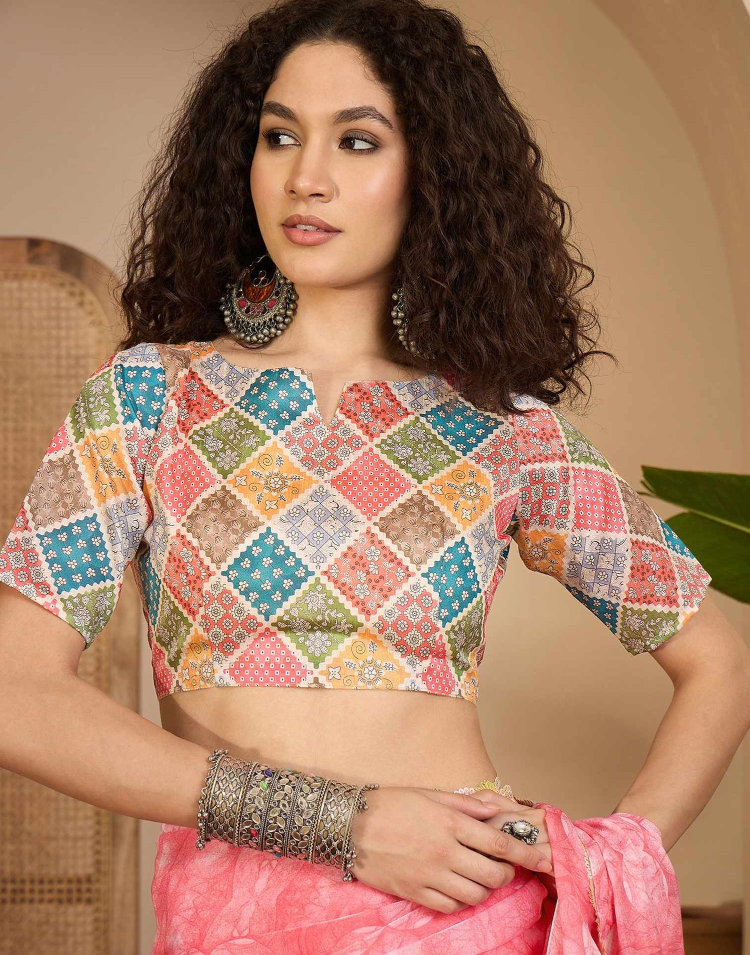 Pink Shimmer Tissue Printed Lace saree