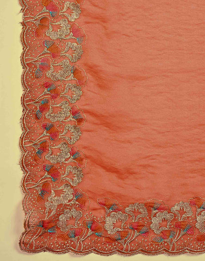 Orange Shimmer Sequence Embroidery Saree