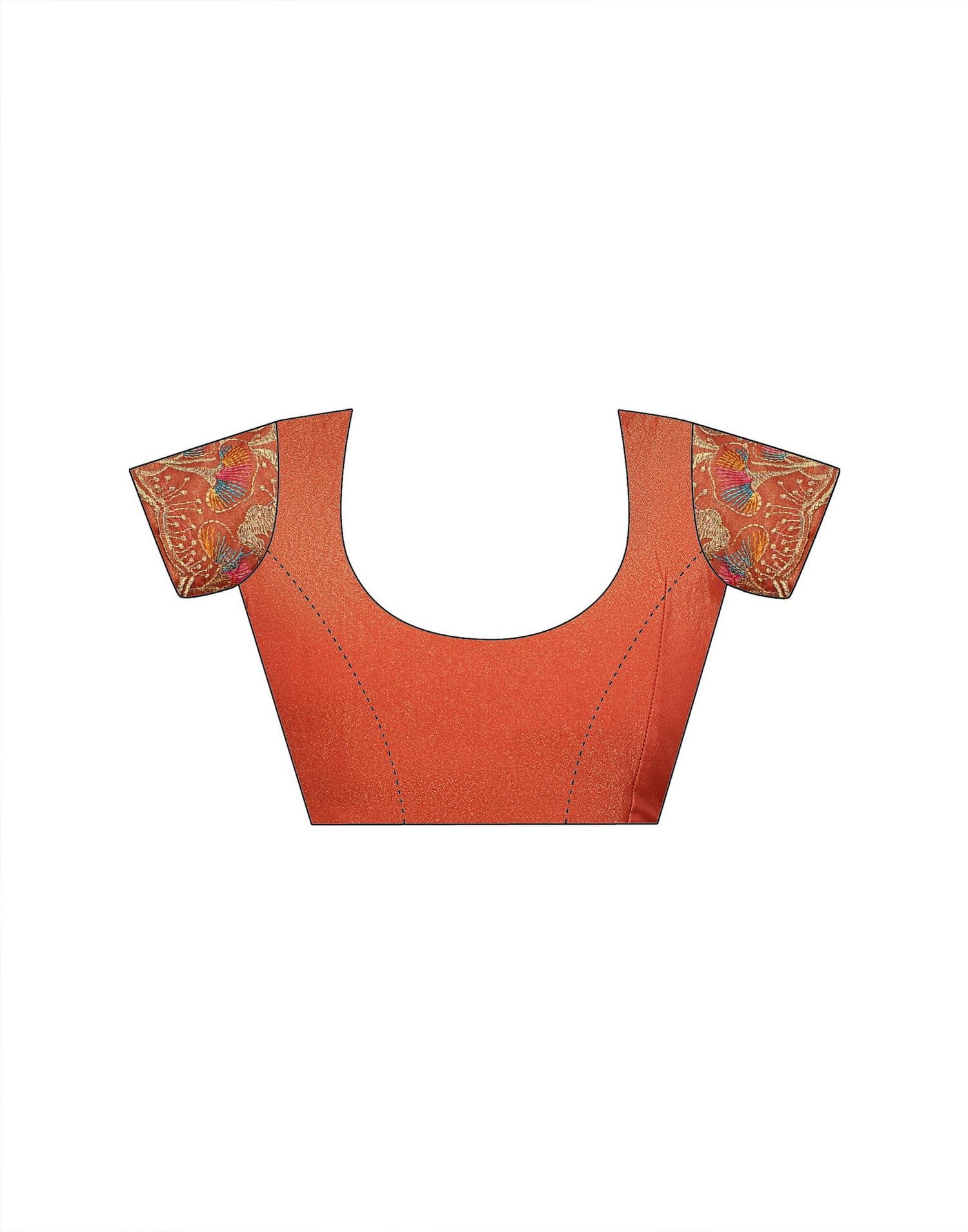 Orange Shimmer Sequence Embroidery Saree