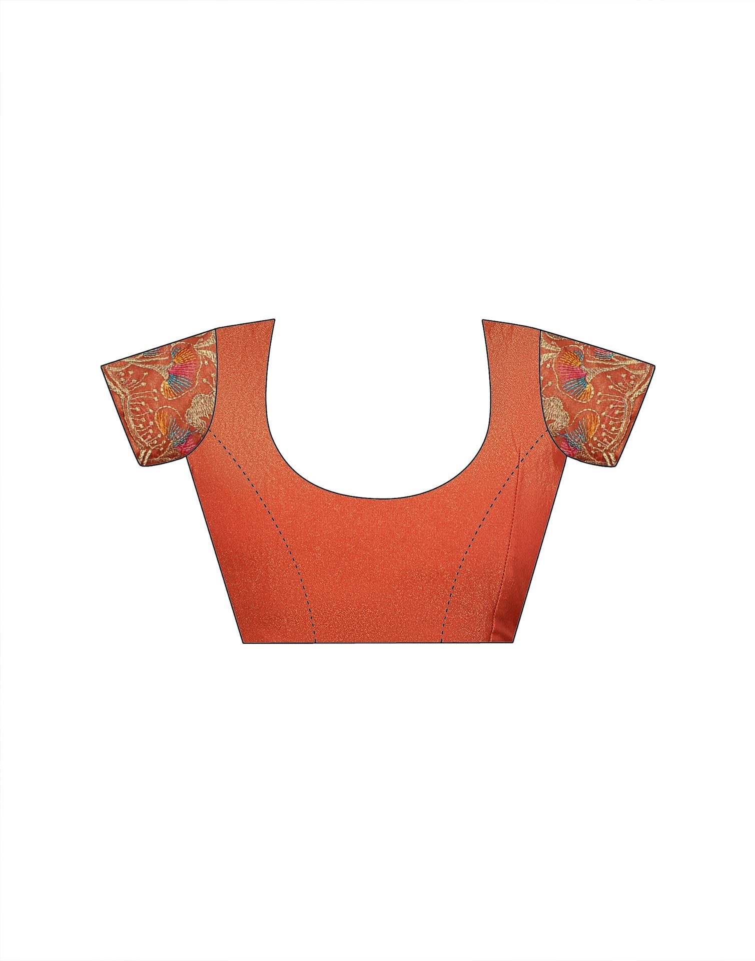 Orange Shimmer Sequence Embroidery Saree