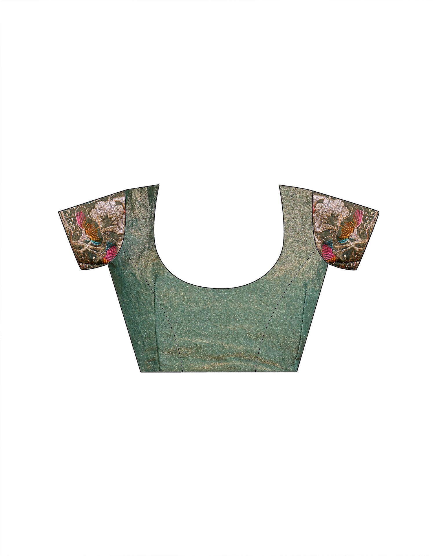 Sage Green Shimmer Sequence Embroidery Saree