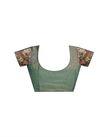Sage Green Shimmer Sequence Embroidery Saree