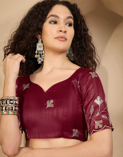 Off White Silk Sequence Embroidery Saree